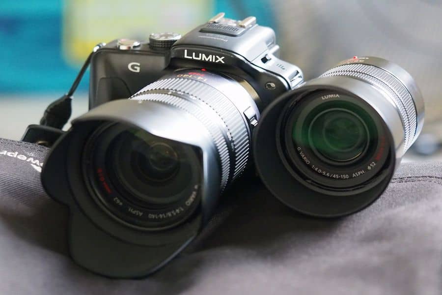Lumix camera with micro four thirds lenses
