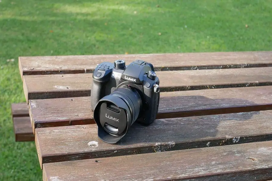 Panasonic Lumix camera on a wooden table