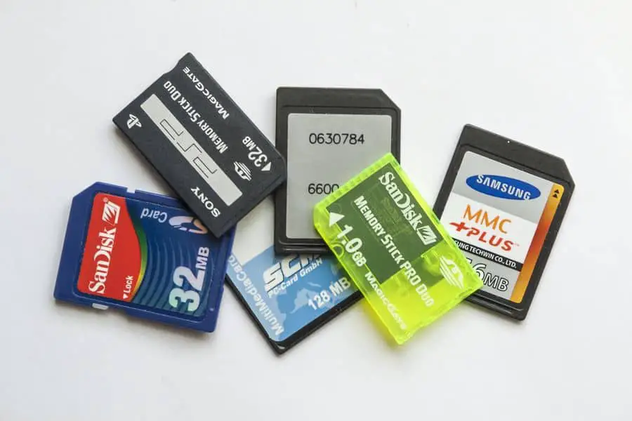 Various brands of SD cards