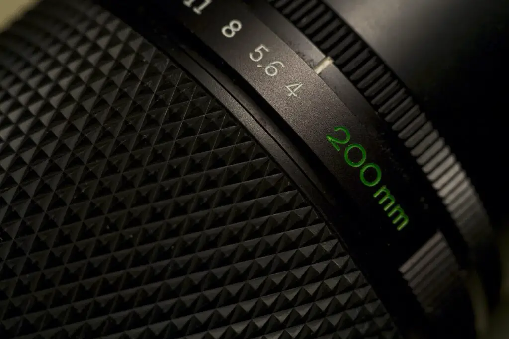 A close up shot of a 200mm lens