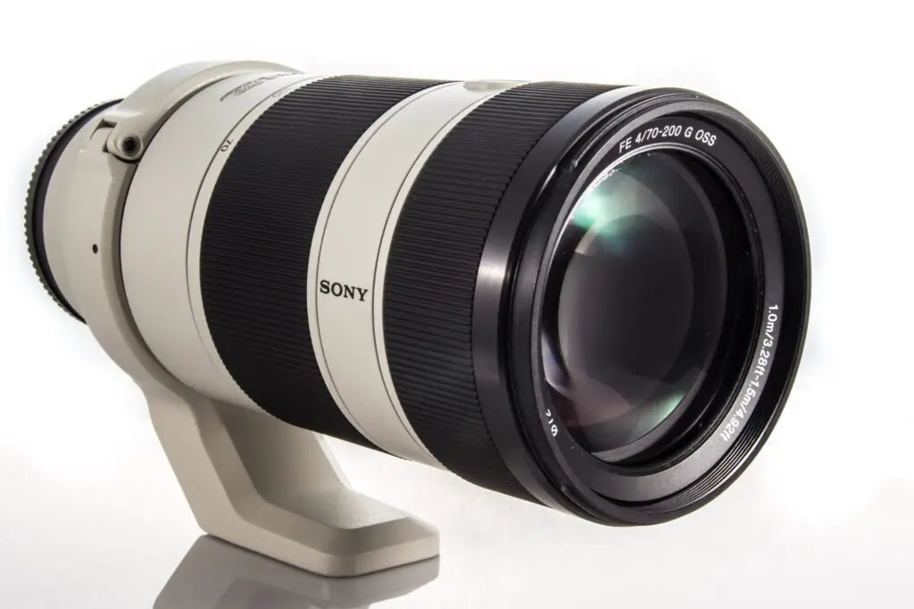 A 70-200mm lens on display