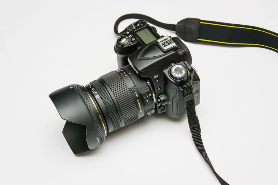 Nikon camera on white background