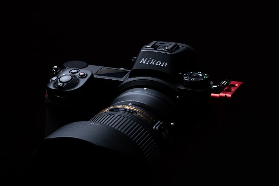Close-up shot of Nikon camera