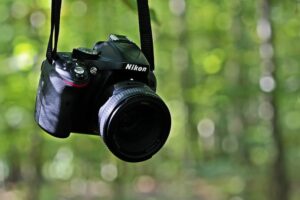 High-quality Nikon 5200 camera hanging